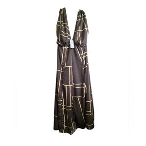 NWT- Womens Banana Republic Long Brown Halter Dress in Size 6.